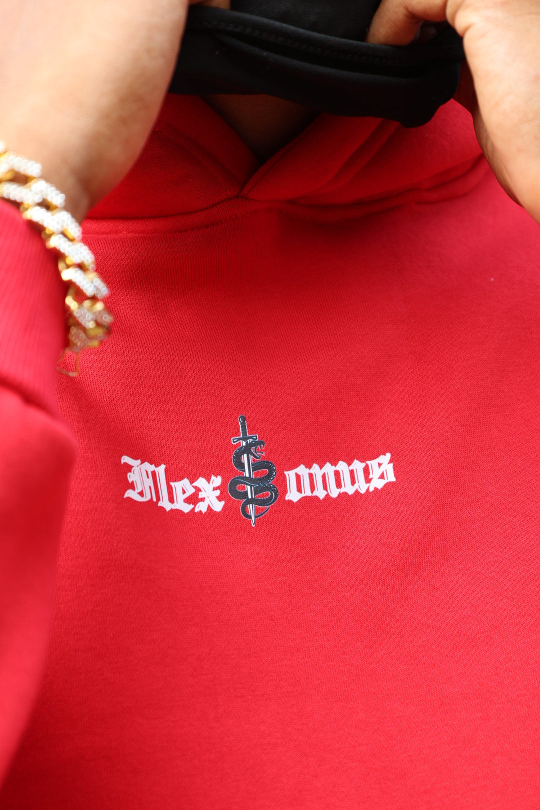 FLEXONUS Printed Premium Red HOODIE