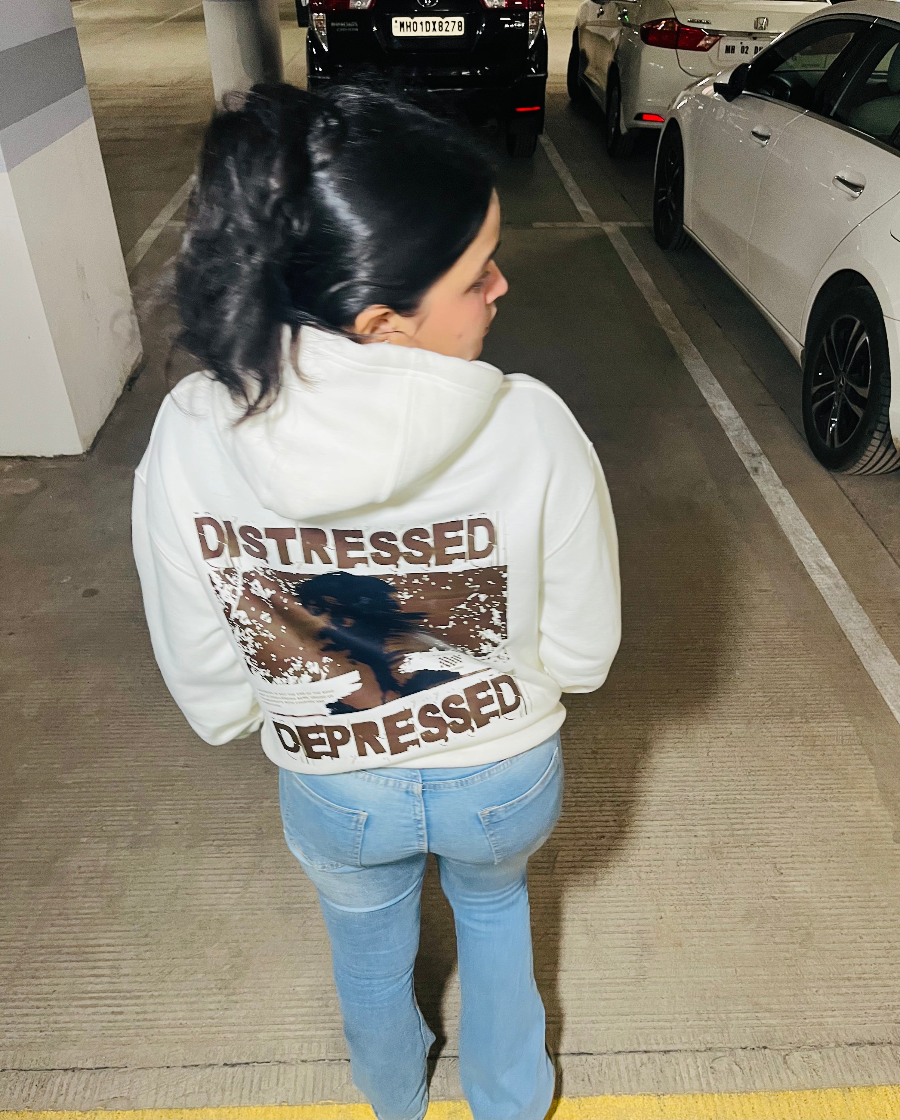 DISTRESSED N DEPRESSED Premium OFF-White HOODIE