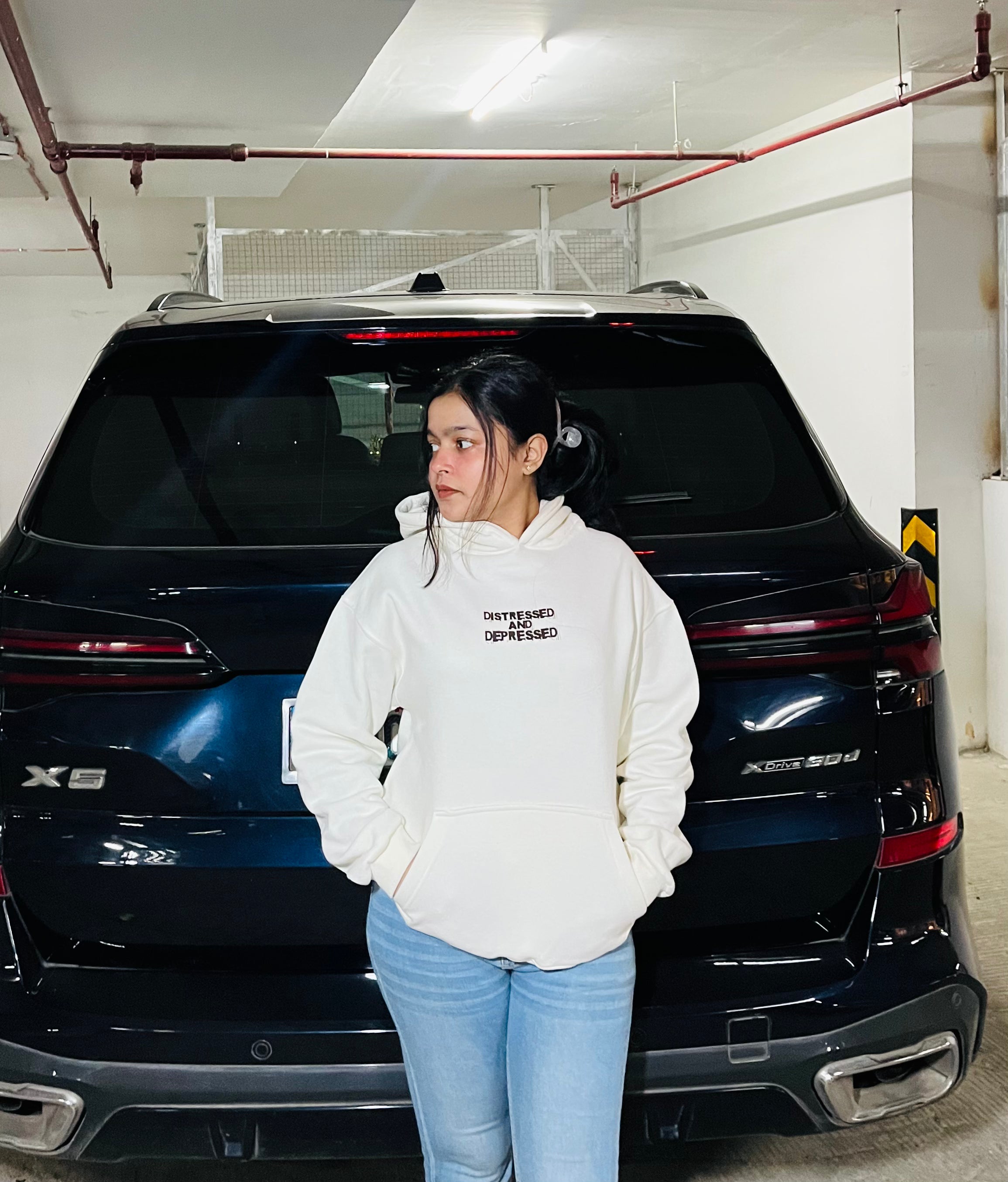 DISTRESSED N DEPRESSED Premium OFF-White HOODIE