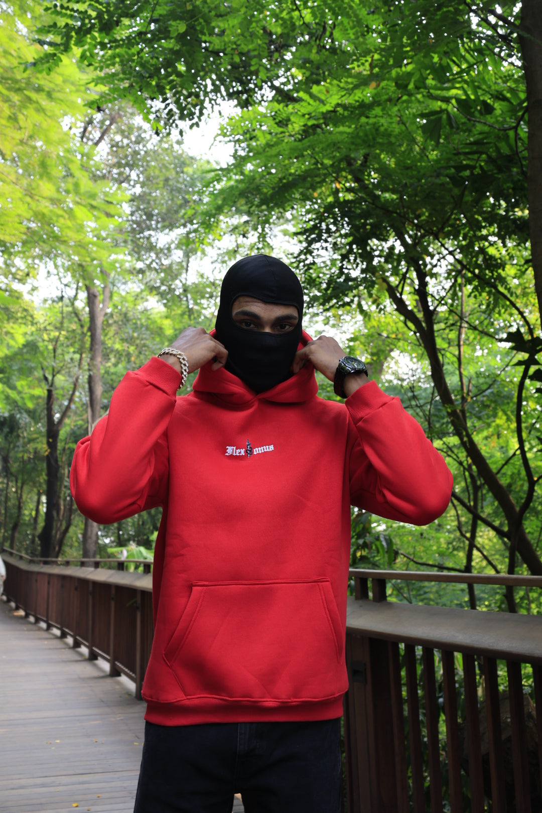 FLEXONUS Printed Premium Red HOODIE