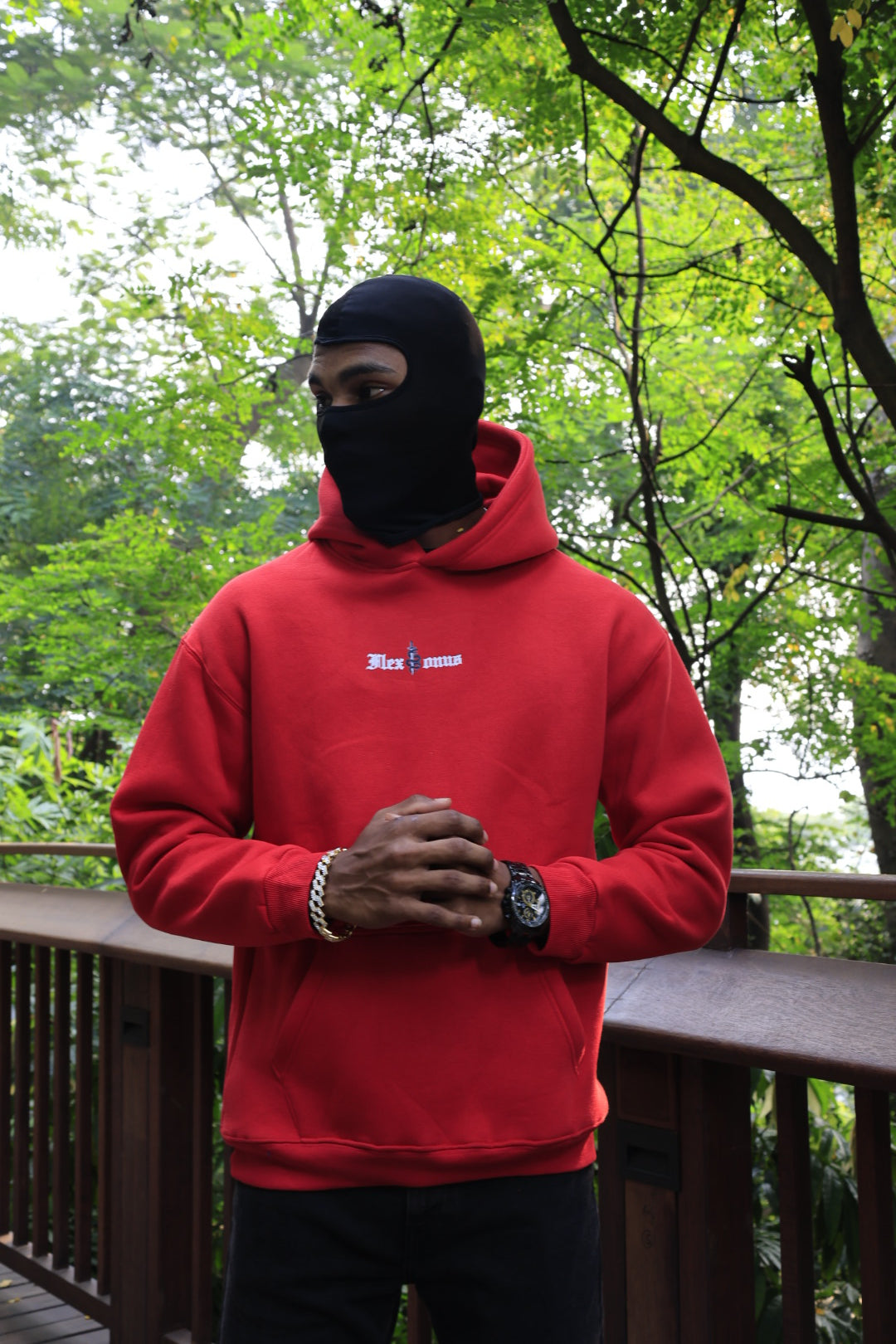 FLEXONUS Printed Premium Red HOODIE