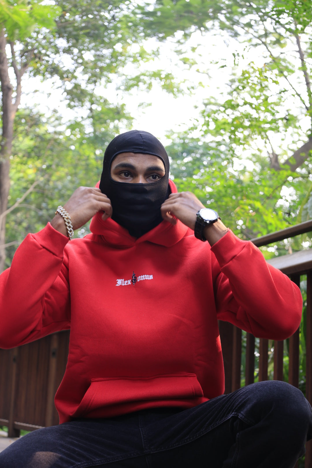 FLEXONUS Printed Premium Red HOODIE