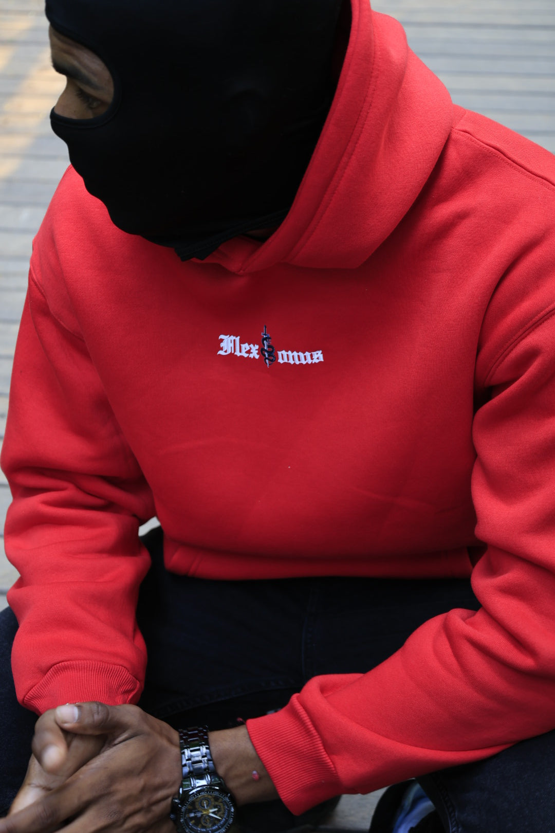 FLEXONUS Printed Premium Red HOODIE